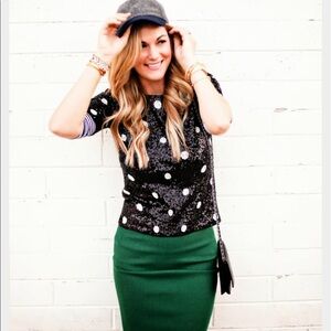 J. Crew Black Sequin Top